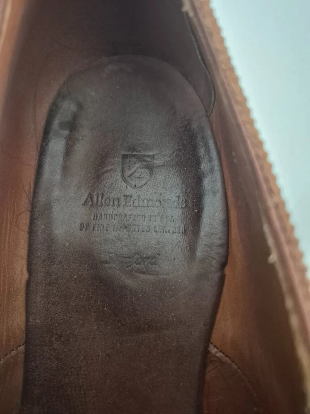 Allen Edmonds Sanford Dress Shoes Brown Leather Cap Toe Brogue Blucher 14 D